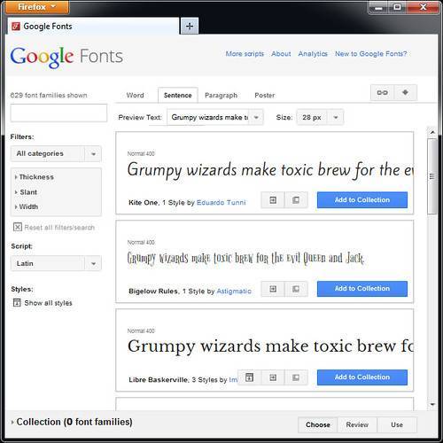 Google Fonts on computer screen
